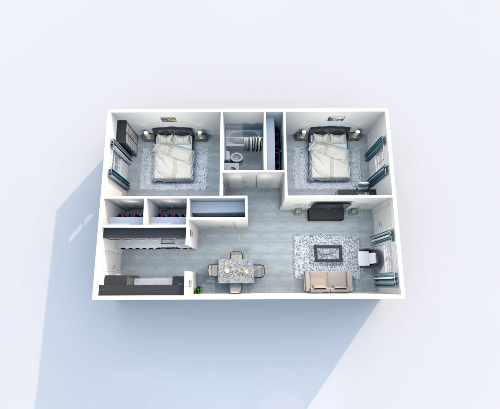 La Primavera — floor plan, 2 bed · 1 bath