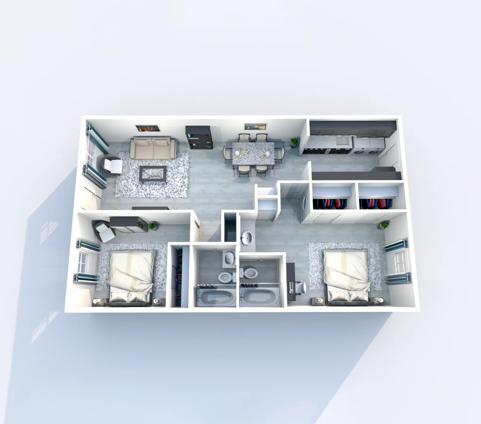 La Primavera — floor plan, 2 bed · 2 baths · Layout B
